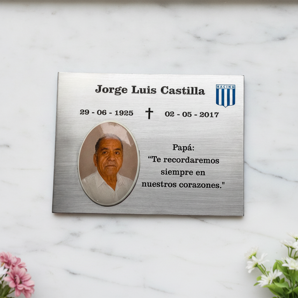 Placa recordatoria Cementerio con Foto