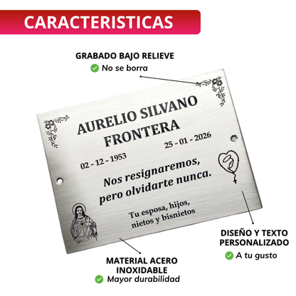 Placa cementerio 15x25 Cm Acero Inoxidable