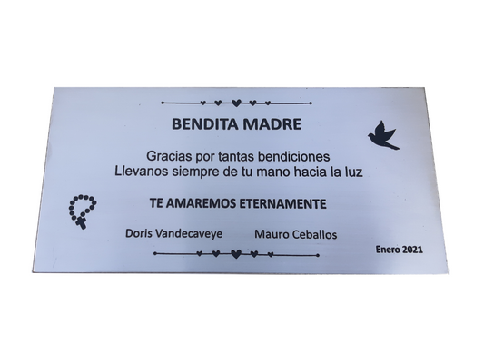 Placa cementerio 15x25 Cm Acero Inoxidable